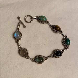 Elegant Multi-Stone Silver Bracelet
